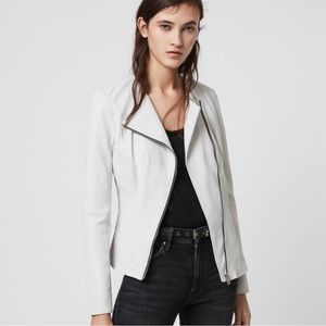 All Saints Fawn Leather Biker Jacket Size 6 US